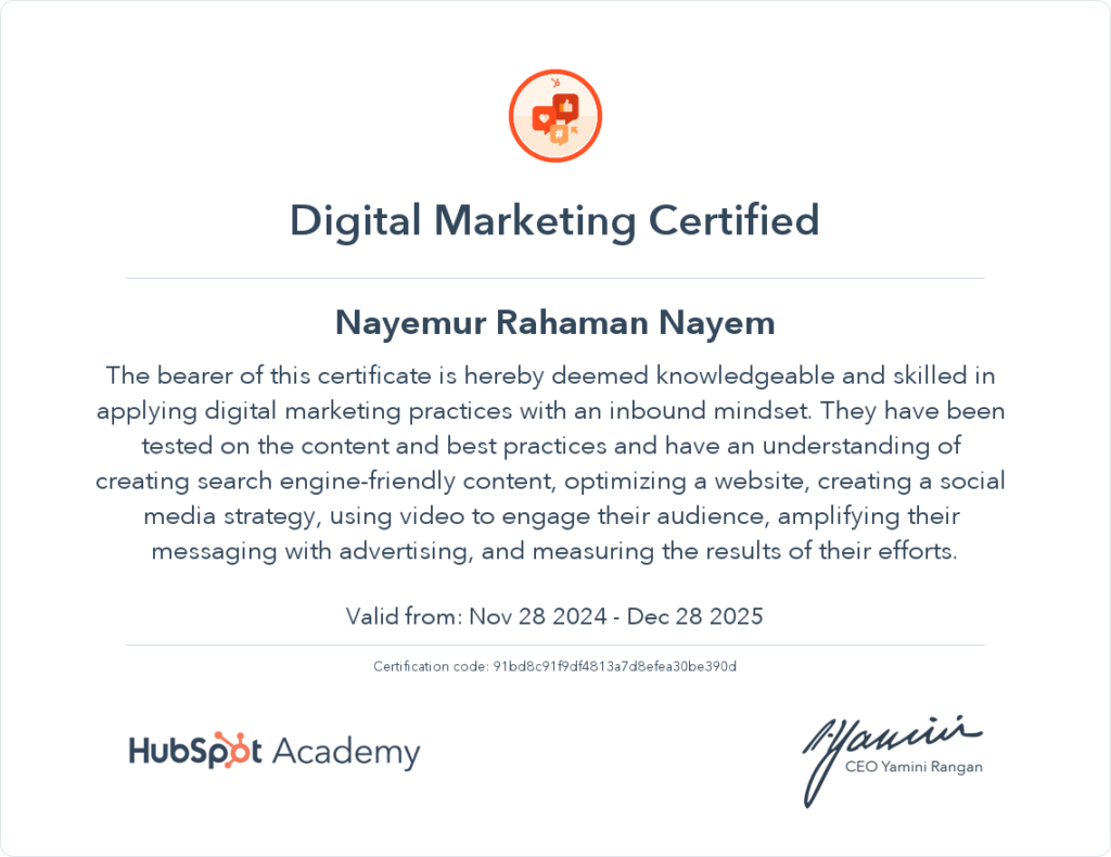 Certificate Digital Marketer